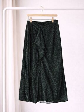 Zara Dark Green Floral Maxi Skirt